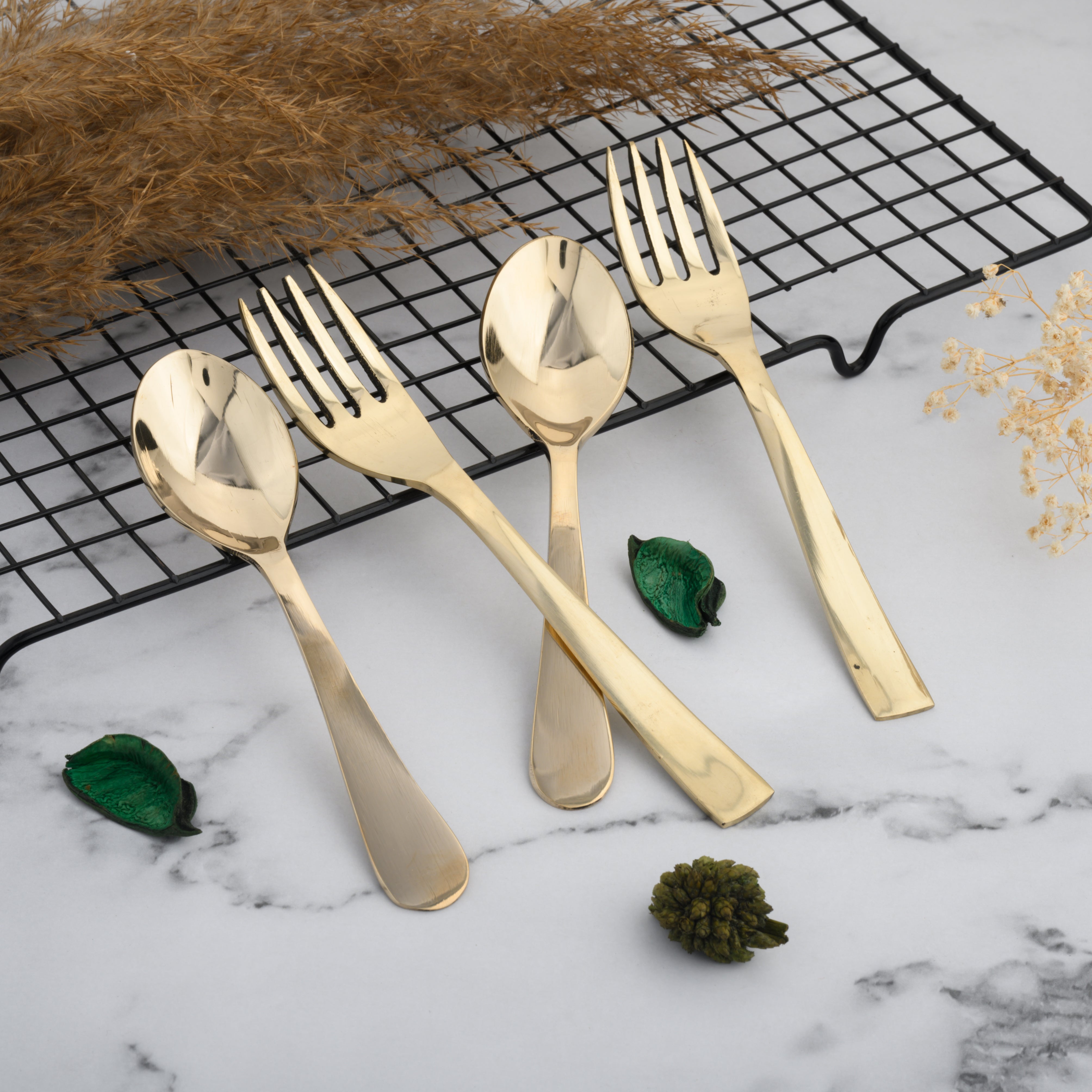 Brozne Dinner Dessert Spoon Fork Set (Pack of 12) - Glossy